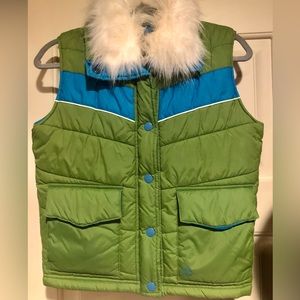 Vintage Split Vest w/ Removable Faux Fur Collar